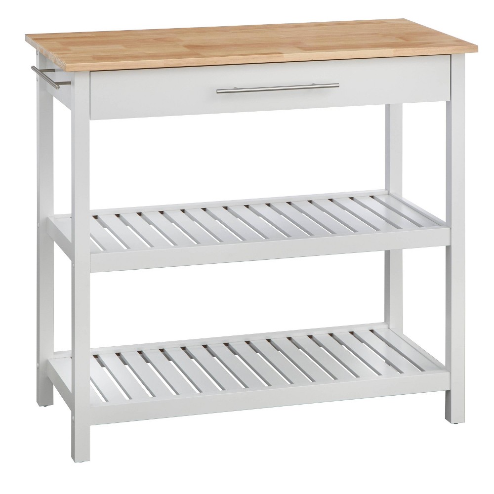 Photos - Other Furniture Rubin Kitchen 2-Tier Cart White/Natural - Buylateral