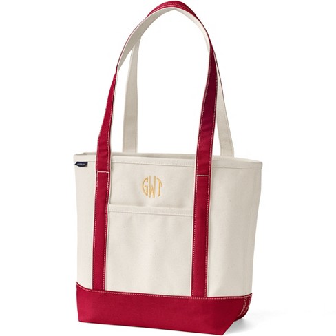 Lands End Canvas Small Tote Bag Red Brown MONOGRAMED A