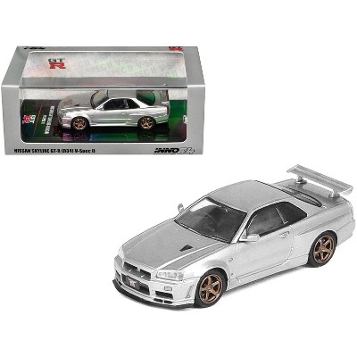 Nissan Skyline GT-R (R34) V-SPEC II RHD (Right Hand Drive) Silver Metallic 1/64 Diecast Model Car by Inno Models
