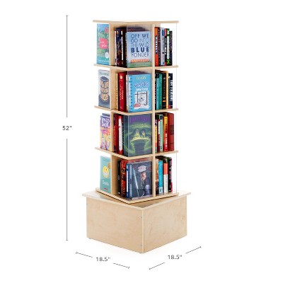 Natural Birch Wood Kids Rotating Book Display with Acrylic Sides