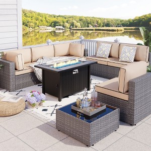 Celebalcony 8-Piece Outdoor Patio Sectional Seating Group with Cushions - 1 of 4