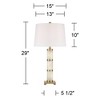 Possini Euro Design Fiona 29" Tall Column Modern Coastal End Table Lamp White Gold Brass Finish Alabaster Single White Shade Living Room Bedroom - 4 of 4