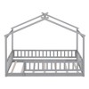 Lyngins Modern Wood House Twin Size Bed Frame, Toddler Bed with Roof & Fence, Floor Bed/Kid's Bed —7 Bed Slats, Semi-Enclosed Play/Sleep Space - 3 of 4