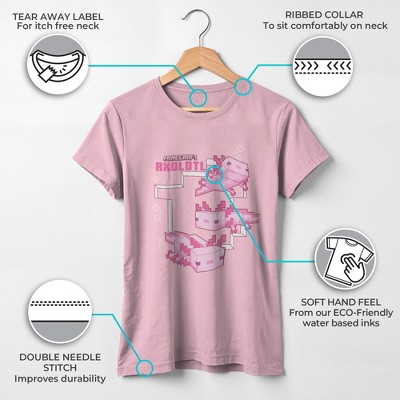Minecraft Girl's Minecraft Axolotl T-Shirt - Light Pink - Large — фото 3