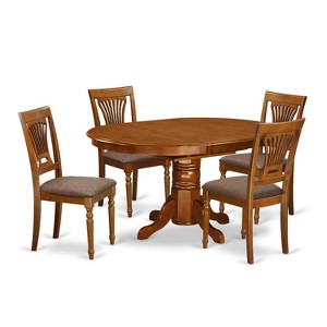 5-Piece Oval Saddle Brown Finish Solid Wood Top Dining table with 4 Chairs with - 1 of 4