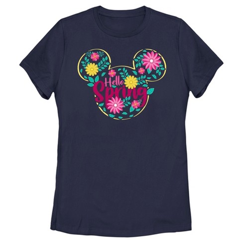 Women's Mickey & Friends Hello Spring Logo T-shirt - Navy Blue - Large ...