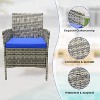 Patio Furniture Set 3 Pieces, Outdoor Patio Furniture Set with Rattan Wicker Chairs, Glass Table and Cushions for Porch, Balcony, Backyard, Garden - 3 of 4