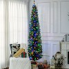 HOMCOM 8ft Prelit Artificial Christmas Tree Holiday Decoration with Colorful LED Lights, Pencil Shape, Green - 2 of 4