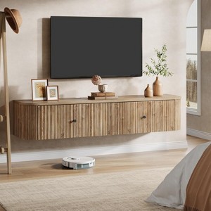 Lantine Floating TV Stand, 55-Inch Wall Mounted TV Console with 2 Fluted Drawers, Modern Media Console Entertainment Center for Living Room - 1 of 4