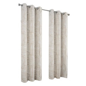 RT Designer Collection Ashton Prnt 2 Pack Blackout Grommet Luxurious Modern Design Curtain Panel 36" x 84" Taupe - 1 of 4