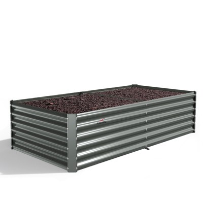 Cesicia 8x4x1.5ft Gray Rectangular Galvanized Raised Garden Bed For Vegetables & Flowers