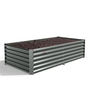 Cesicia 8x4x1.5ft Gray Rectangular Galvanized Raised Garden Bed For Vegetables & Flowers - 1 of 4