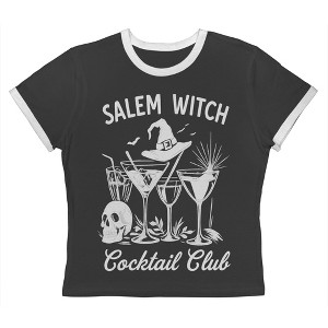 Rerun Island Women Salem Witch Cocktail Club Booze Short Sleeve Graphic Cotton Retro Vintage Ranger Baby Tee - 1 of 4