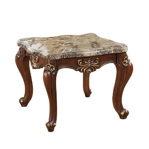 Acme Furniture Shalisa Accent Table Marble Top/Walnut - 1 of 4