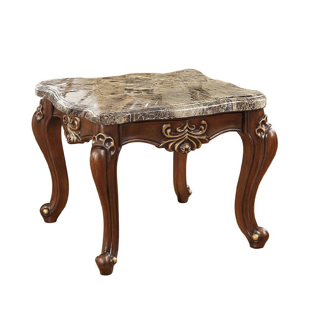 Photos - Coffee Table Acme Furniture Shalisa Accent Table Marble Top/Walnut