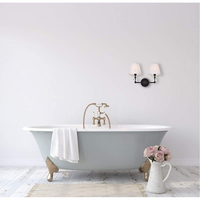 Bethany Dimmable 2-Light Bath Sconce with Black Iron and Crystal