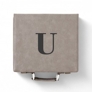 Personalization Mall Grey Leatherette Poker Chip Set - 1 of 2