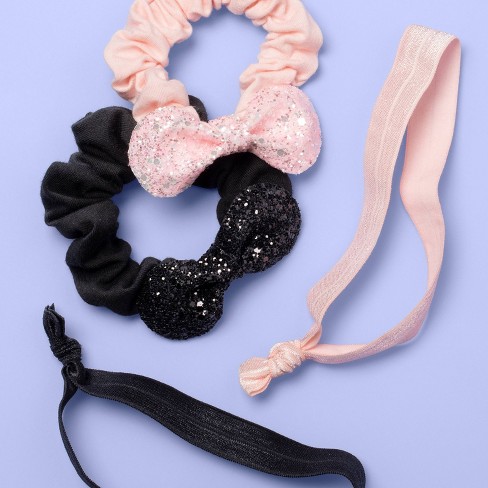 Girls 4pk Hair Ties More Than Magic Light Pink Black Target