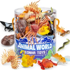 48-Piece Sea Animal Toys Set with Gift Box, Mini Vinyl Ocean Creature Figures for Sensory Bins, Cake Toppers and Preschool Play - 1 of 4