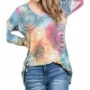 Women's Tie Dye & Circular Designs V-Neck Long Sleeve Top - HEIMISH USA - 4 of 4