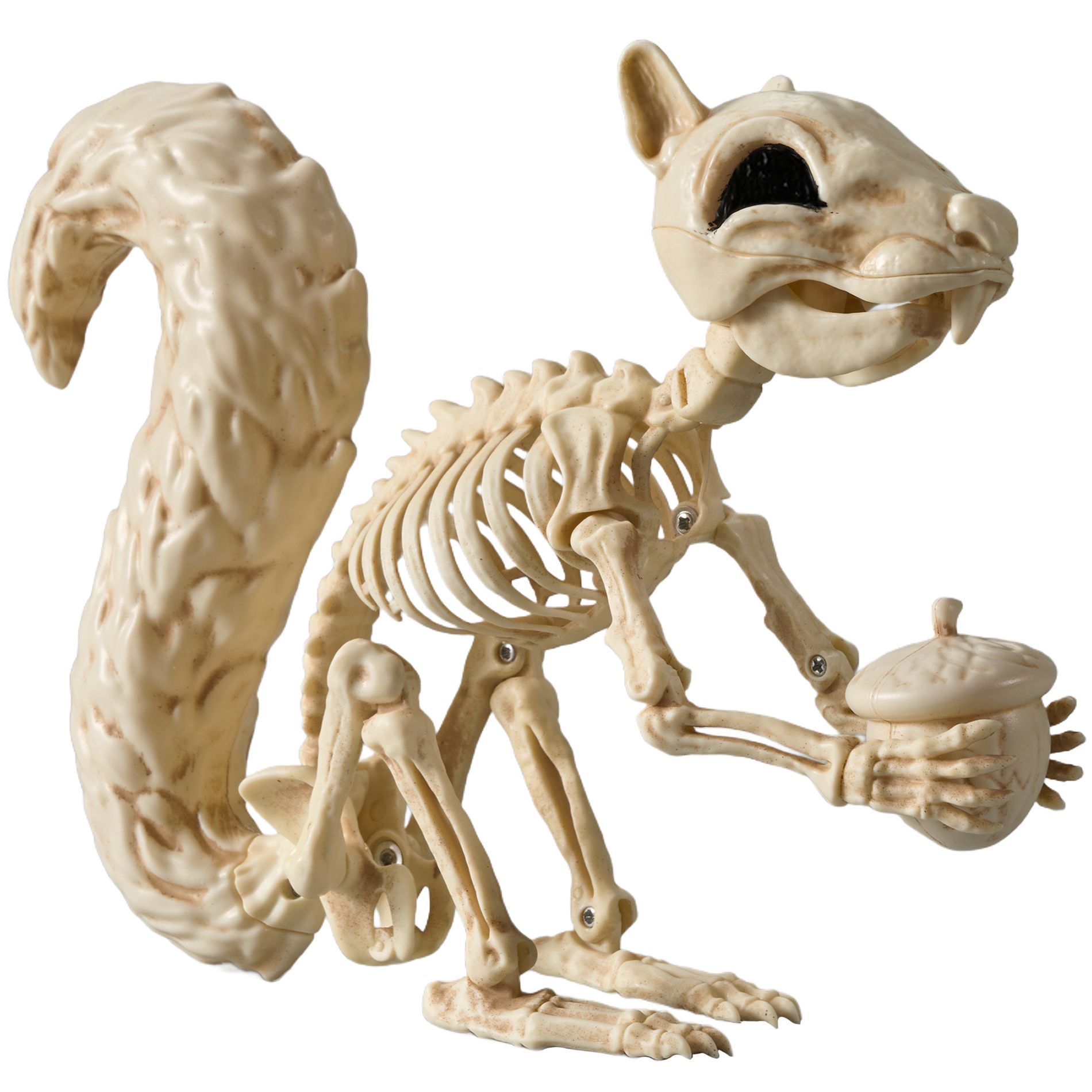 Joyfy Skeleton Squirrel with Pine Cones, 9.1" Halloween Skeleton Animal with Movable Joints Bones for Indoor Outdoor Spooky and Garden Displays