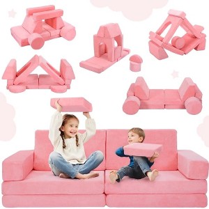 GOTGELIF 14-Piece Modular Kids Play Couch Convertible Sofa– Foldable & Washable Indoor Furniture - 1 of 4