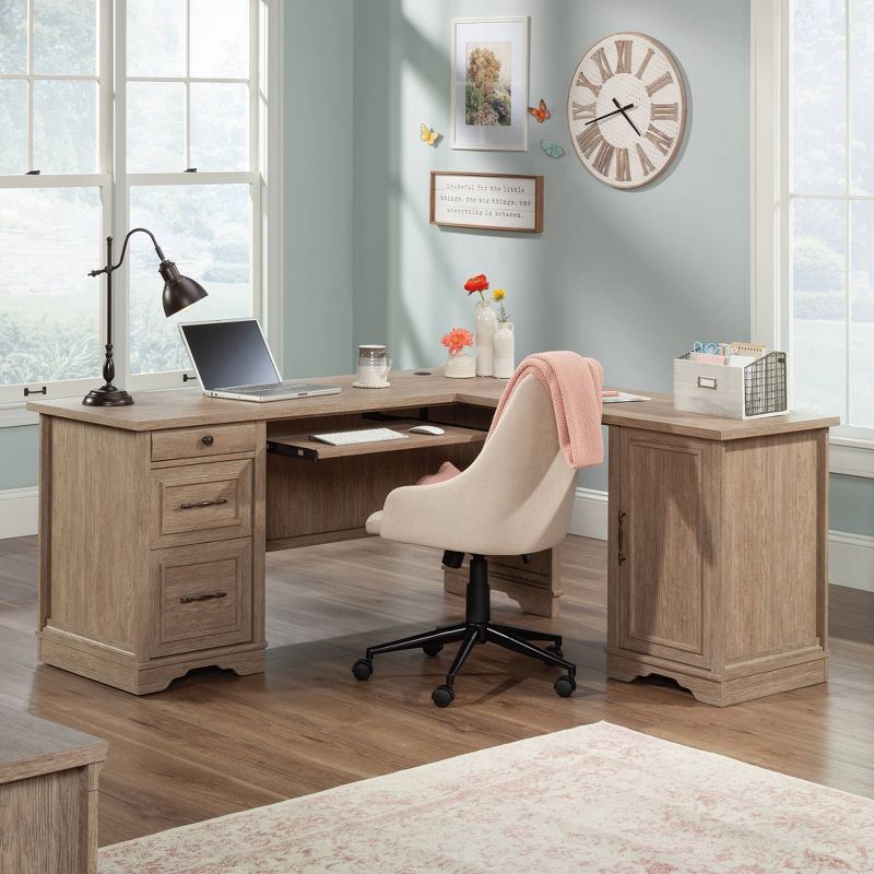 66&#34; Rollingwood Country L Desk with Drawers Brushed Oak - Sauder: Home Office, Spacious Workstation, Storage, 2 of 7