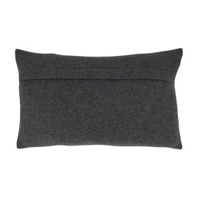 Charcoal Hair-On Leather and Felt Oblong Throw Pillow