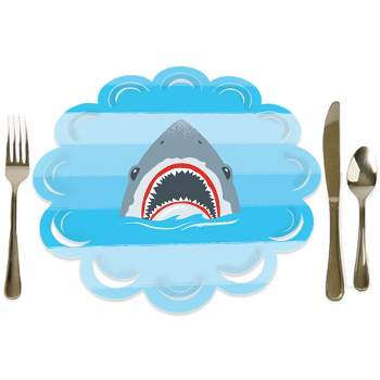 Big Dot of Happiness Shark Zone - Jawsome Shark Party or Birthday Party Round Table Decorations - Paper Chargers - Place Setting For 12