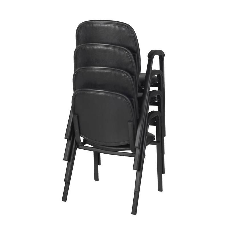 4pk Ace Vinyl Guest Stacking Chairs with Arms Midnight Black - Regency, 4 of 7