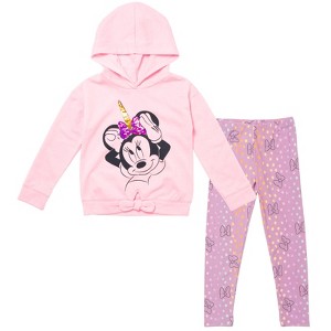 Disney Minnie Mouse Girls Sequin Pullover Fleece Hoodie Leggings Outfit Set Toddler to Big Kid - 1 of 4