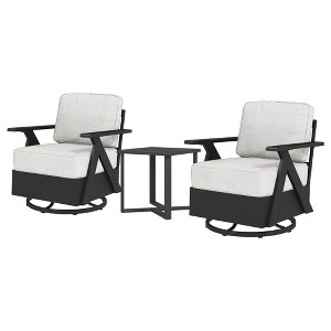 YARDSIGHT 3-Piece Outdoor Patio Swivel Chair Set with 2 Armchairs & Side Table, Weather-Resistant Furniture for Balcony, Porch, Deck - 1 of 4
