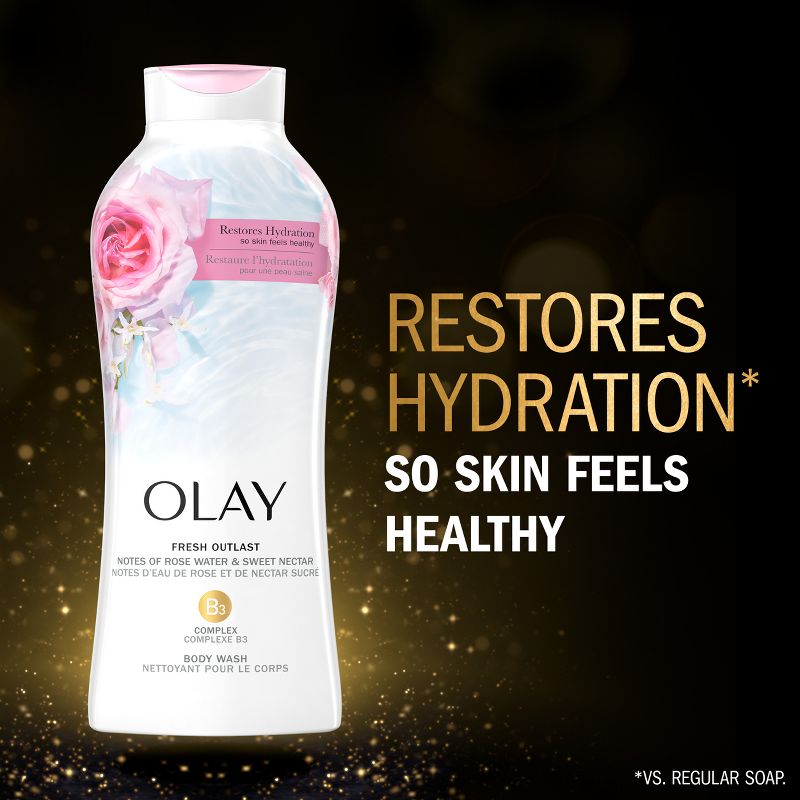 Olay Fresh Outlast Rose Water &#38; Sweet Nectar Body Wash - 22 fl oz, 6 of 8