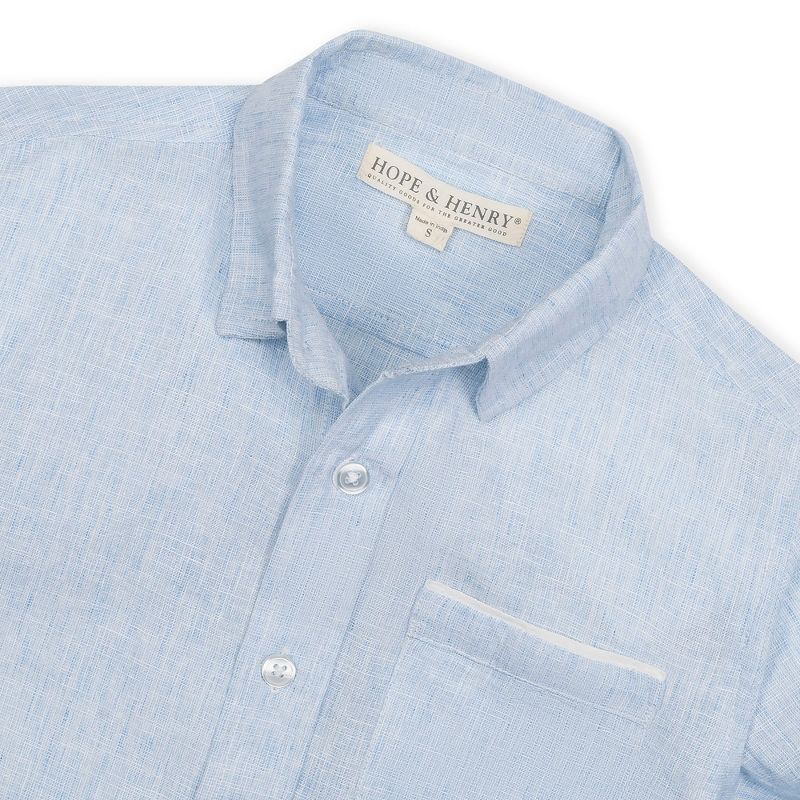 Hope & Henry Boys' Linen Classic Button Down Shirt, Kids, 2 of 5