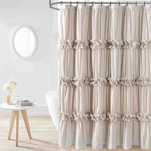 BAGOKIE 72"x72" Waterfall Ruffle Shower Curtain, Pack of 1 - 1 of 4