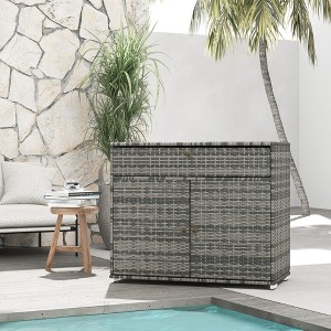 YOOCOZZ Outdoor Towel Rack & Pool Toy Cabinet - PE Rattan, Freestanding - Grey - 1 of 4