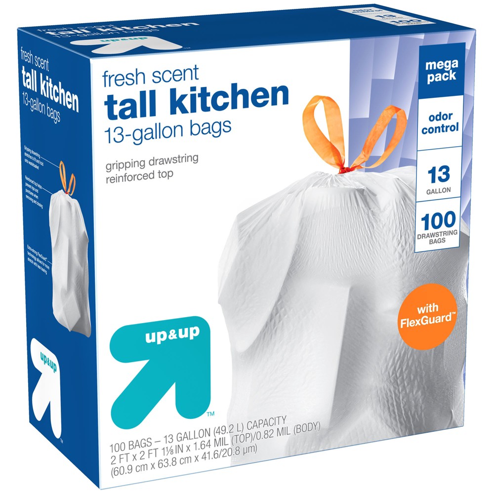 Ultra Strong Tall Kitchen Drawstring Bags - 120ct - up & up, White