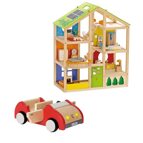 Hape Wooden Doll House Furniture Family Car Play Set 