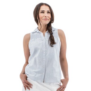 Old Ranch Brands Women's Saguaro Smocked Button Front Tank - 1 of 4