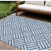 Blue And Ivory Geometric Washable Indoor Outdoor Area Rug - 2 of 4