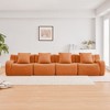 4-Seat Teddy Fabric Boneless Straight Sectional Sofa with No Assembly Required, Anti-Slip Design, and 32D High-Density Sponge - 3 of 4