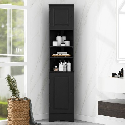 Multi-Functional Corner Cabinet, Bathroom Storage Cabinet With 2 Doors And Adjustable Shelves, Bathroom Cabinets 66 Inch High-Cuddlewood