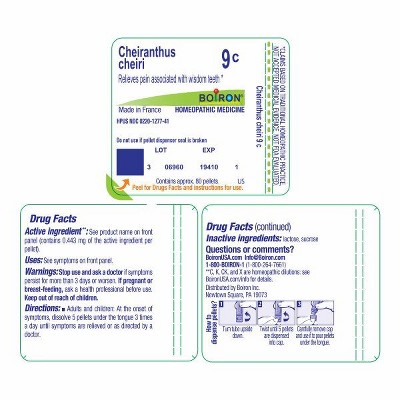Cheiranthus Cheiri 9C Homeopathic Pain Relief Pellets - 80 Count