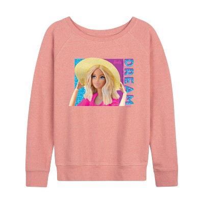 Women's - Barbie - Dream Lightweight French Terry Wide Neck Long Sleeve Graphic Shirt