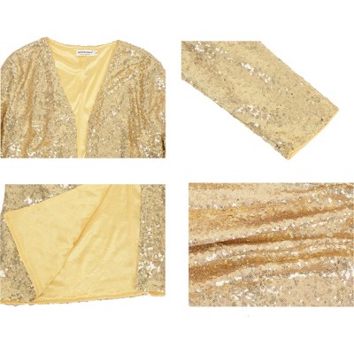 Женские кардиганы Anna-Kaci Women's Sequin Fashion Jacket Open Front Coat Blazer Party Cocktail Outerwear Cardigan- Medium, Gold — фото 6