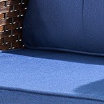 blue cushion/brown wicker