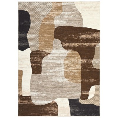 Washable Area Rug Modern Rug Non Slip Rug Low Pile Rugs Color Block Patchwork Throw Rug Foldable Indoor Carpet for Living Room Bedroom