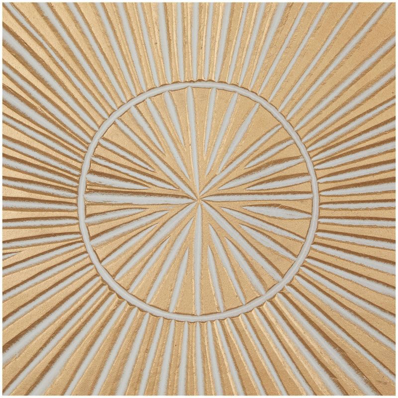 Wood Geometric Handmade Intricately Carved Radial Wall Decor Gold - Olivia & May, 3 of 5
