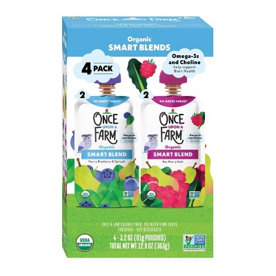 Once Upon a Farm Organic Smart Blend Kids&#39; Snack Variety Pack - 12.8oz/4ct Pouches