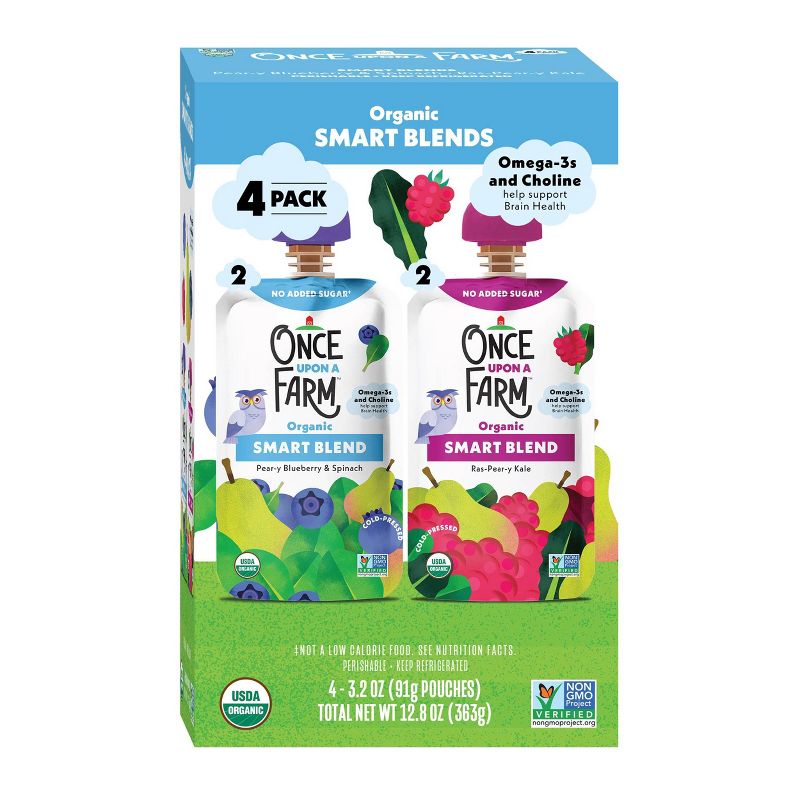 Once Upon a Farm Organic Smart Blend Kids&#39; Snack Variety Pack - 12.8oz/4ct Pouches, 1 of 5